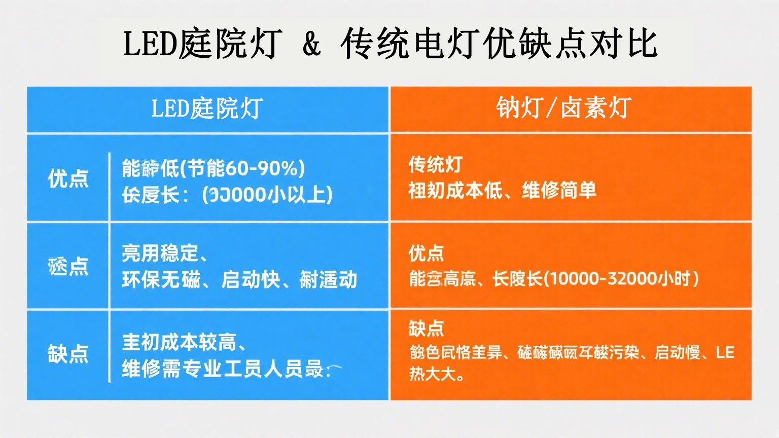 LED庭院灯与传统灯的优缺点